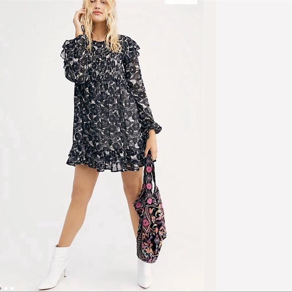 Free People Dresses & Skirts - Free People Women’s These Dreams Mini Dress Black Combo Size Medium